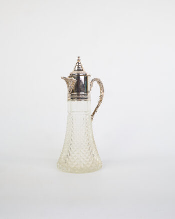 Vintage Glass Water Jug with Silver Plated Handle