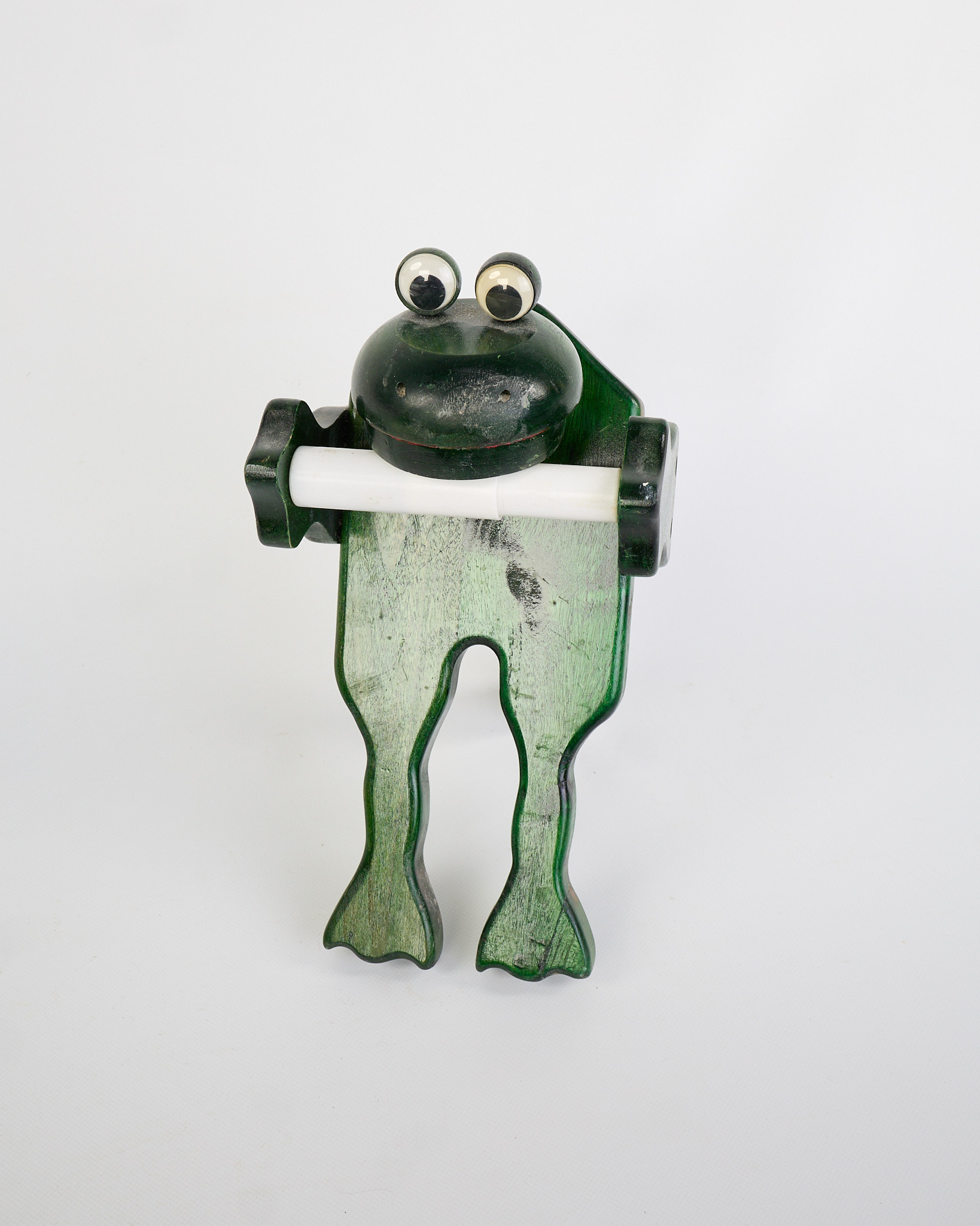 Wooden Frog Toilet Roll Holder with Googly Eyes