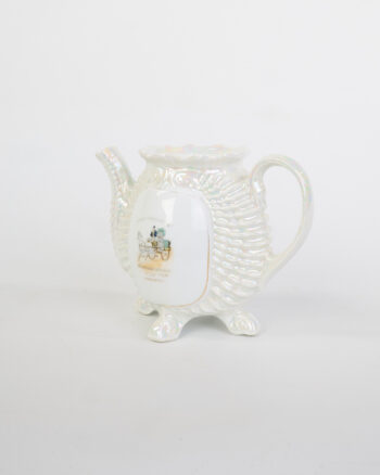 Commemorative Porcelain Teapot with Horse & Cart Scene