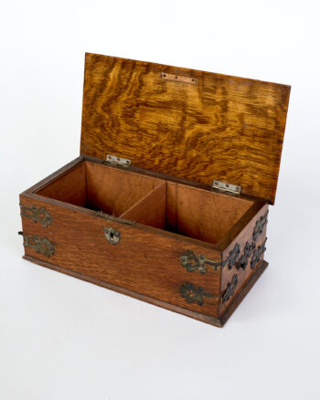 Vintage Wooden Box with Metal Trim and Handle