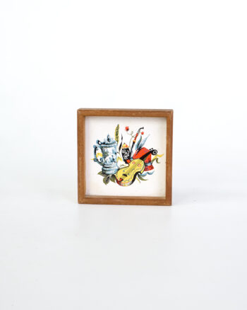 Vintage Dutch Tile Trivets Framed Set with Folk Art Scenes
