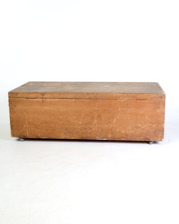 Vintage Pine Storage Trunk with Metal Hardware