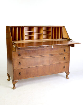 Vintage Wooden Bureau with Queen Anne Legs