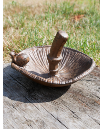 Mushroom Bird Feeder with Snail Detail