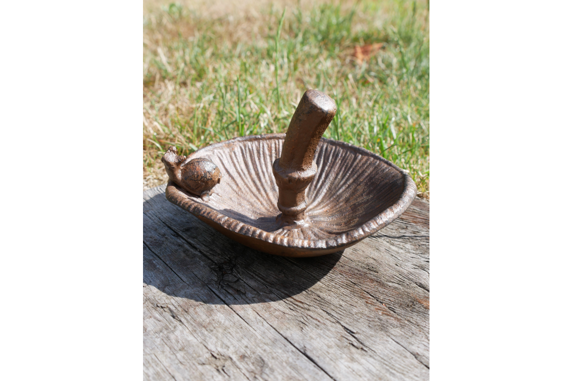 Mushroom Bird Feeder with Snail Detail