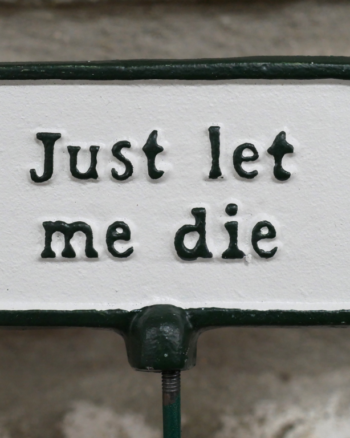 Cast Iron Garden Sign with ‘Just Let Me Die’ Phrase