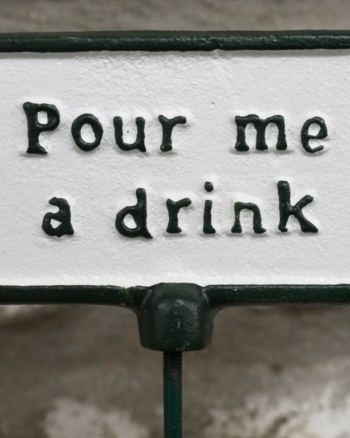Cast Iron ‘Pour Me A Drink’ Garden Stake with Green Frame