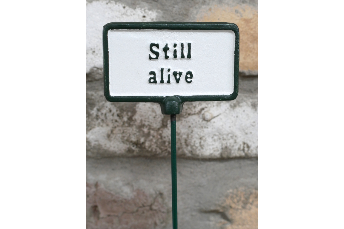Cast Iron ‘Still Alive’ Plant Marker Sign