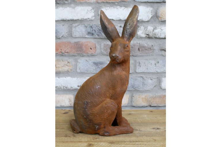 Cast Iron Rustic Rabbit Garden Statue