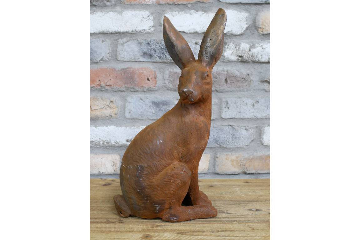 Cast Iron Rustic Rabbit Garden Statue