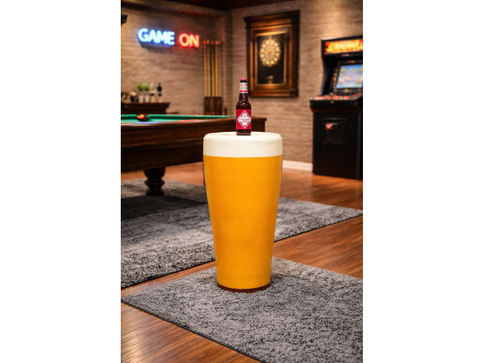 Retro Beer Pint Shaped Side Table with Cream Foam Top