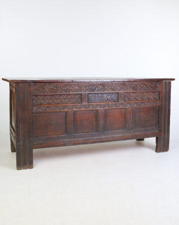 Antique 17th Century Carved Oak Coffer with Inscription HW 1666