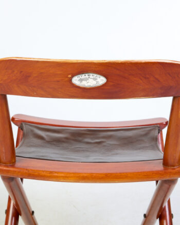 Pair of Starbay Folding Leather Wood Chairs