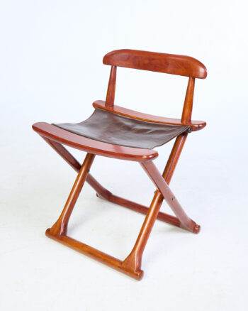 Pair of Starbay Folding Leather Wood Chairs