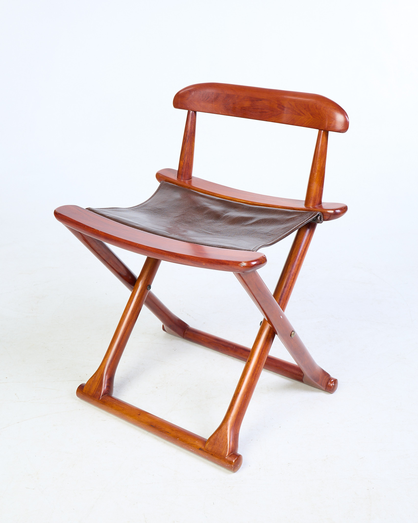 Pair of Starbay Folding Leather Wood Chairs