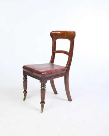 Set of Six Vintage Rosewood Dining Chair with Leather Seat and Castors