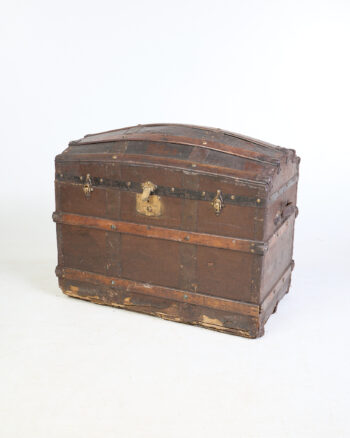 Vintage Dome Top Steamer Trunk with Interior Lining
