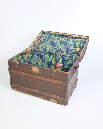 Vintage Dome Top Steamer Trunk with Interior Lining