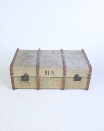 Vintage Canvas Travel Trunk with Metal Hardware