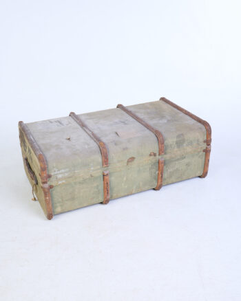 Vintage Canvas Travel Trunk with Metal Hardware