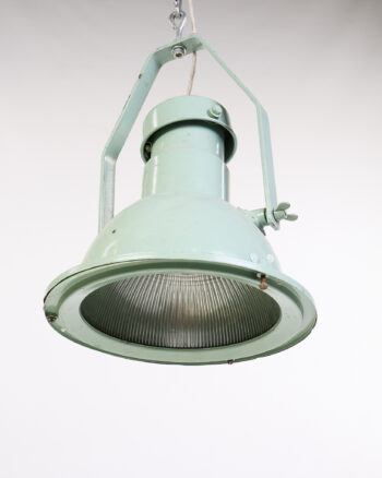 Vintage Industrial Green Enamel Steel Pendant Light with Cage