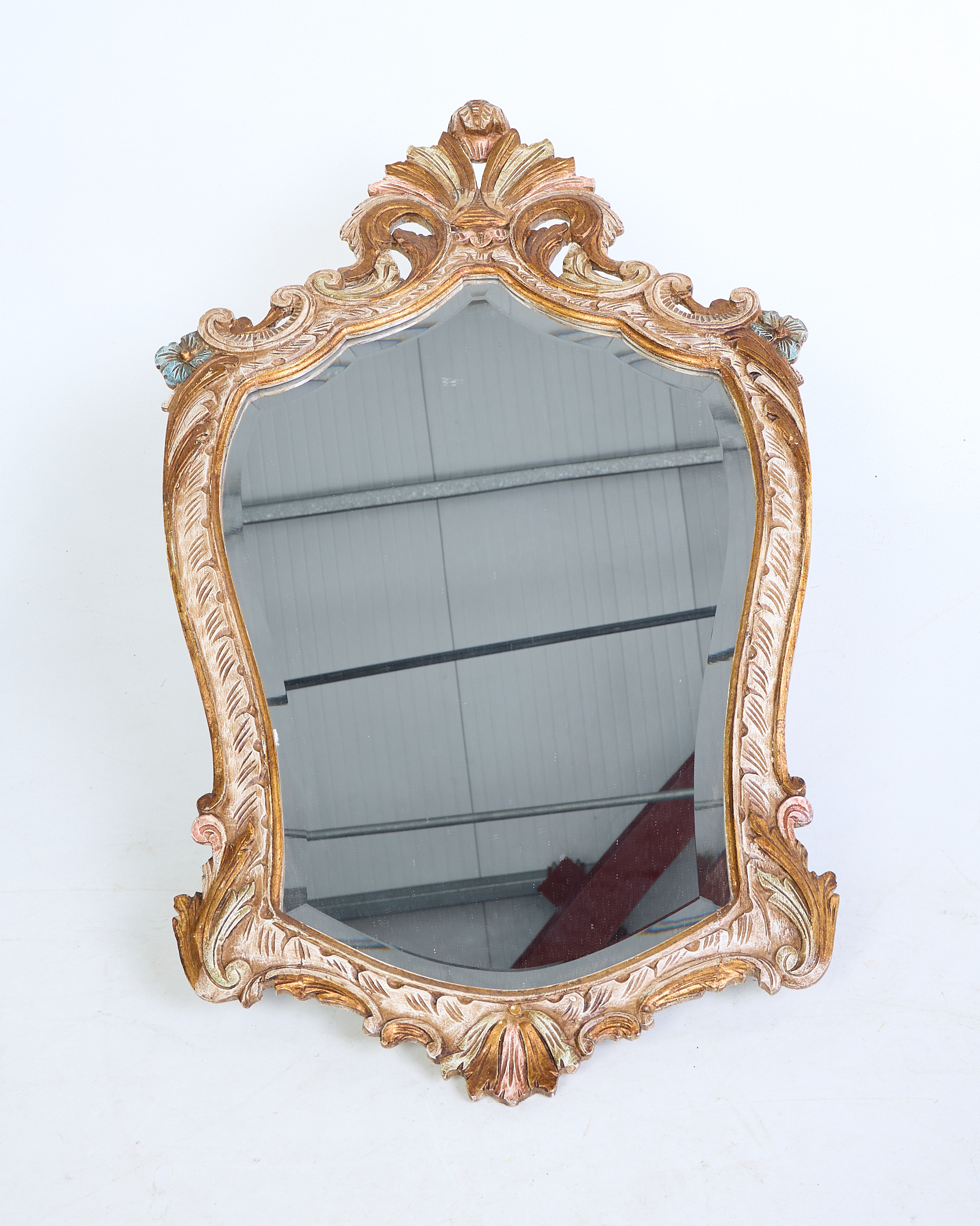 Vintage Ornate Gilt Wood Framed Wall Mirror with Details