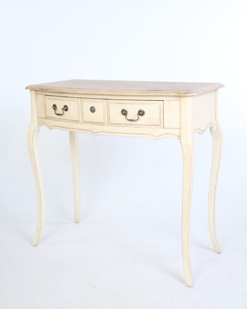 Cream Wooden Console Table with Cabriole Legs