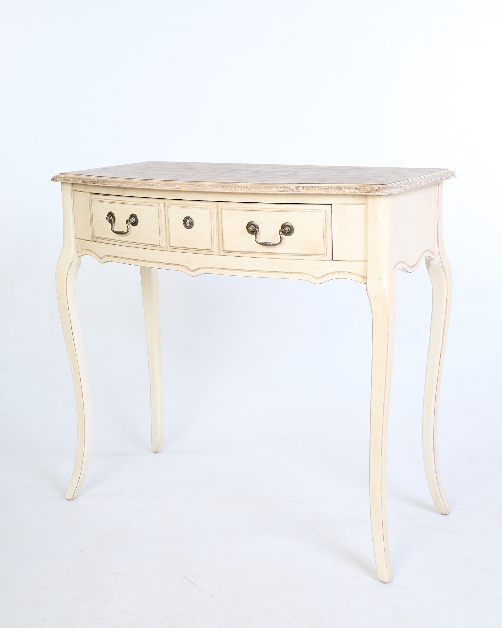 Cream Wooden Console Table with Cabriole Legs