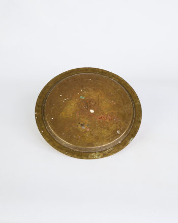 Vintage Moroccan Engraved Brass Tray with Star Design
