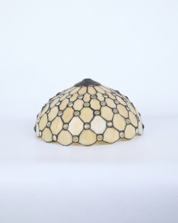 Tiffany Style Cream Glass Lamp Shade with Geometric Design