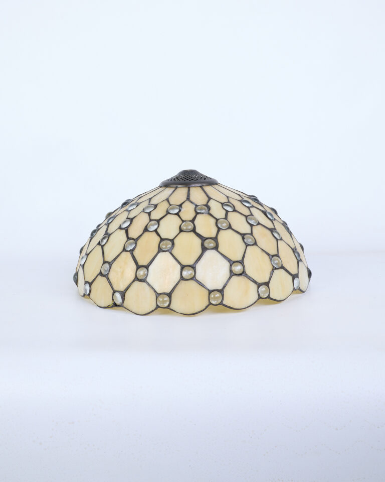 Tiffany Style Cream Glass Lamp Shade with Geometric Design