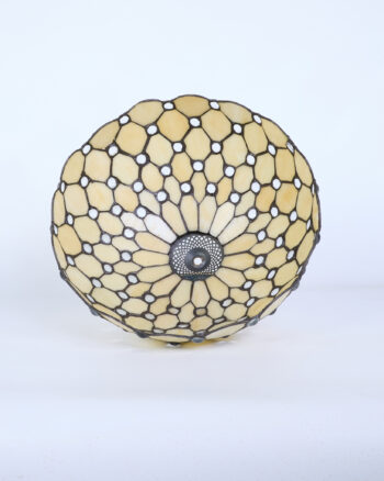 Tiffany Style Cream Glass Lamp Shade with Geometric Design