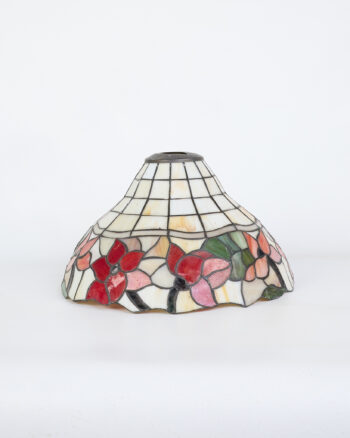 Floral Stained Glass Lampshade with Metal Trim