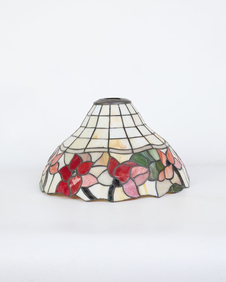 Floral Stained Glass Lampshade with Metal Trim