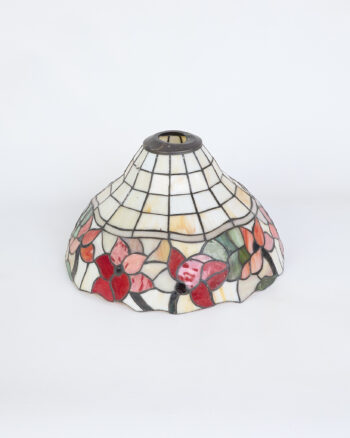 Floral Stained Glass Lampshade with Metal Trim