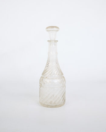 Vintage Clear Glass Decanter with Swirl Design Stopper