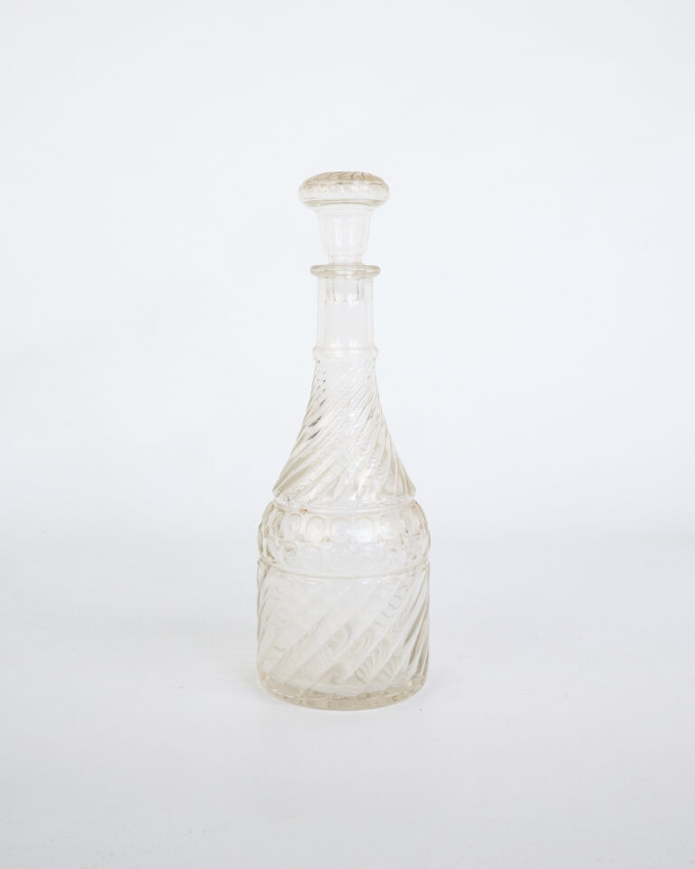Vintage Clear Glass Decanter with Swirl Design Stopper