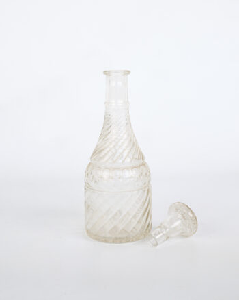 Vintage Clear Glass Decanter with Swirl Design Stopper