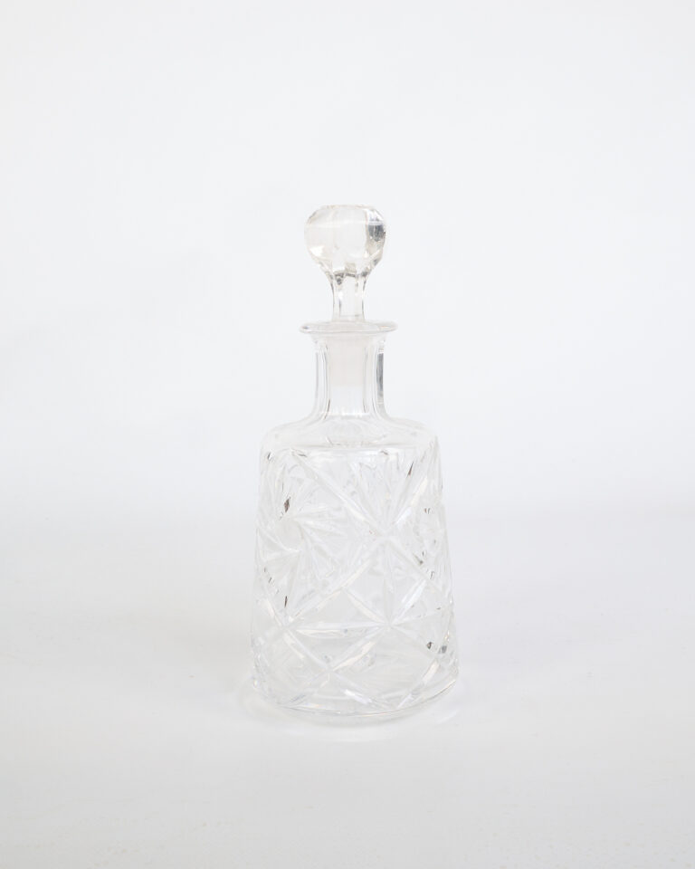 Crystal Decanter with Geometric Cut Glass Design