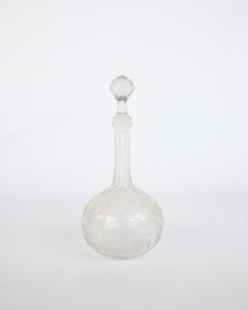 Vintage Etched Glass Decanter with Faceted Stopper