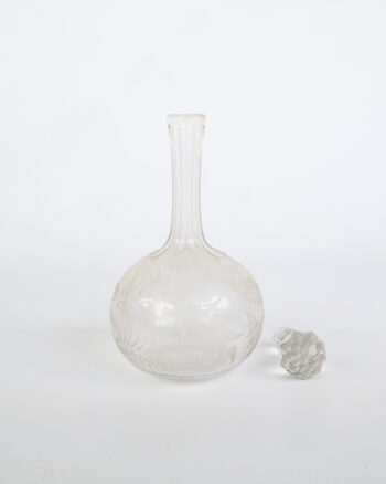 Vintage Etched Glass Decanter with Faceted Stopper