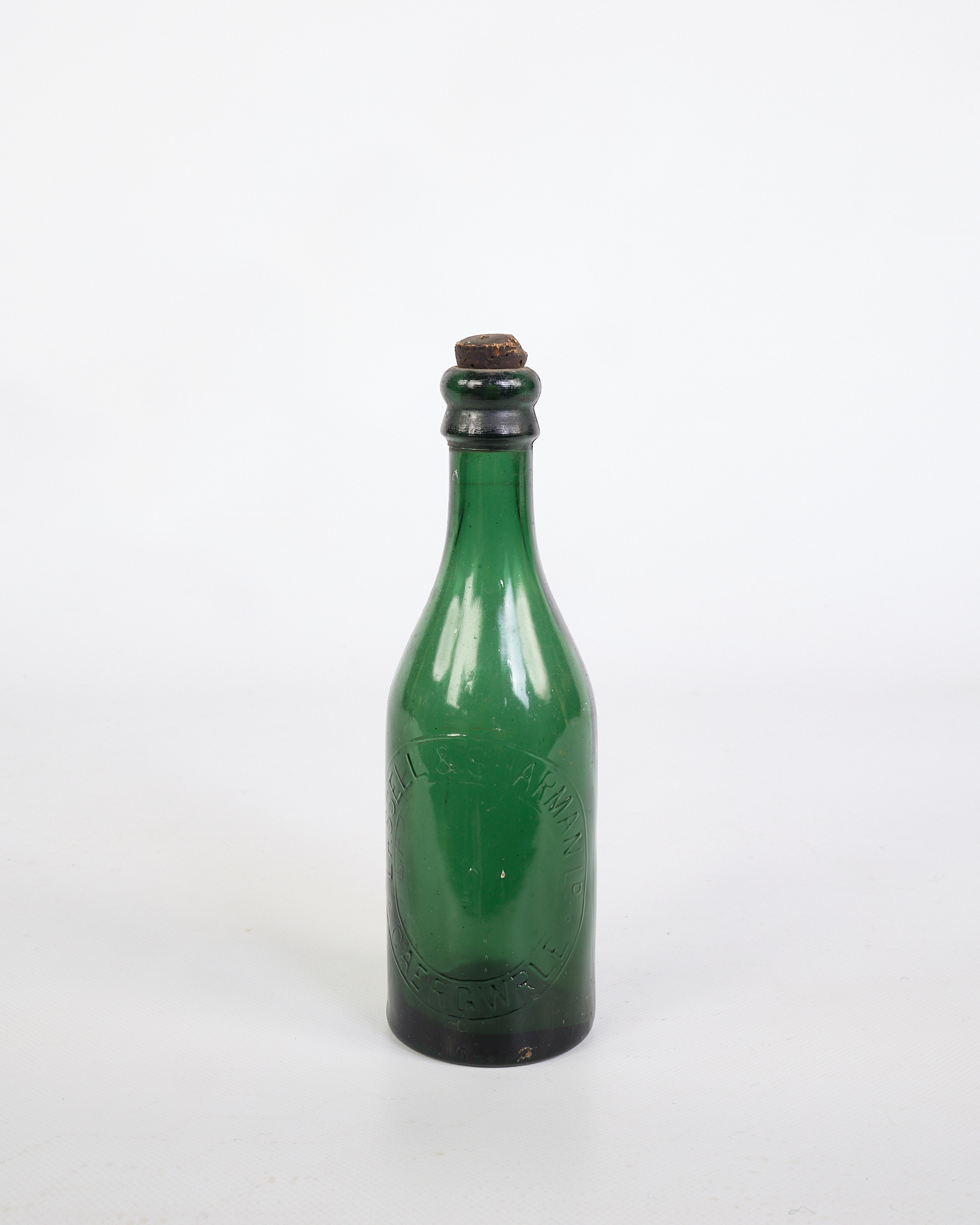 Vintage Lascelles Armandez Green Glass Bottle with Stopper