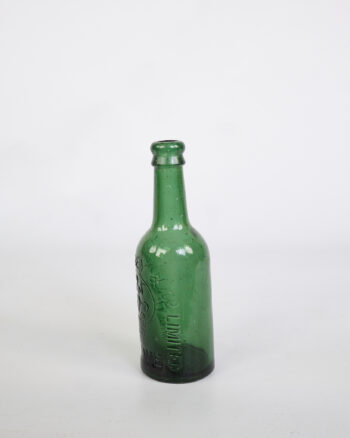 Vintage Green Glass Bottle with Embossed Details