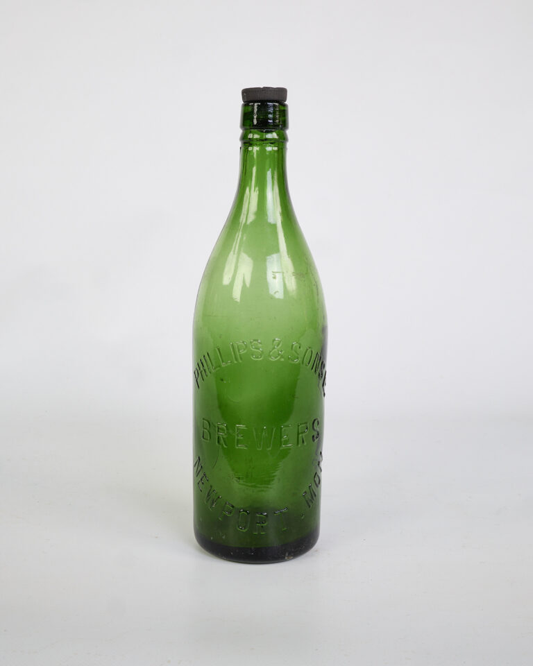 Vintage Phillips & Sons Green Glass Brewer's Bottle