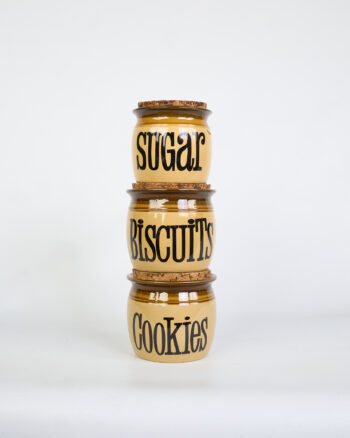 Vintage TG Green Ceramic Kitchen Jars with Cork Lids