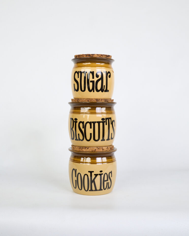Vintage TG Green Ceramic Kitchen Jars with Cork Lids