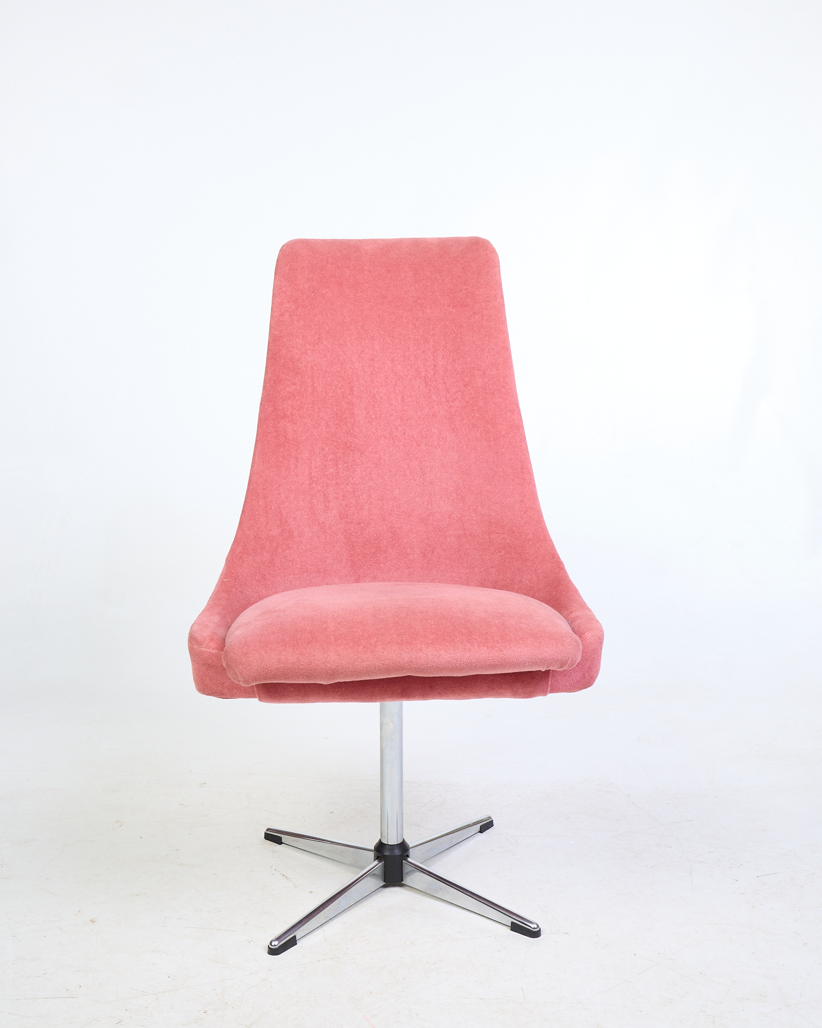 Pink Fabric Swivel Chair with Chrome Base