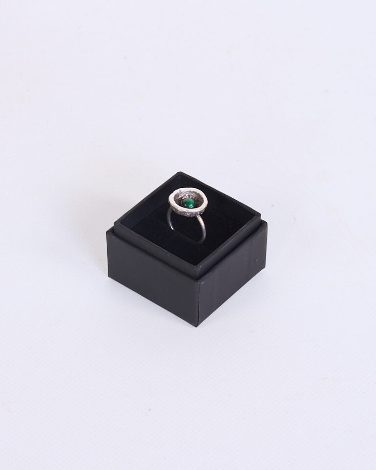 Acorn Cap with Malachite Sterling Silver Ring by Dog Star Silver