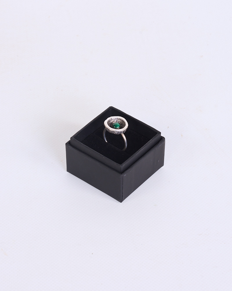 Acorn Cap with Malachite Sterling Silver Ring by Dog Star Silver
