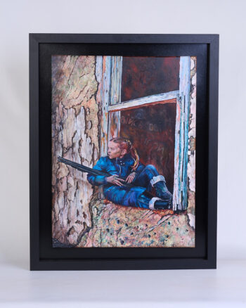 ‘War Games’ Oil on Linen Painting by Janice Lightowler, Framed